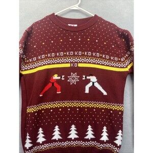 Street Fighter KO Sweatshirt Mens S Ugly Christmas Sweater Ken Ryu Numskull